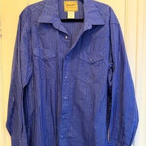 Wrangler Blue Striped Western Shirt